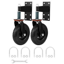 2 Pcs Gate Casters 8" Heavy Duty U-Bolt Spring-Loaded 600Lbs Caster