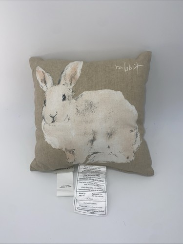 POTTERY BARN Watercolor Bunny Pillow EASTER/SPRING Linen Blend with White Rabbit