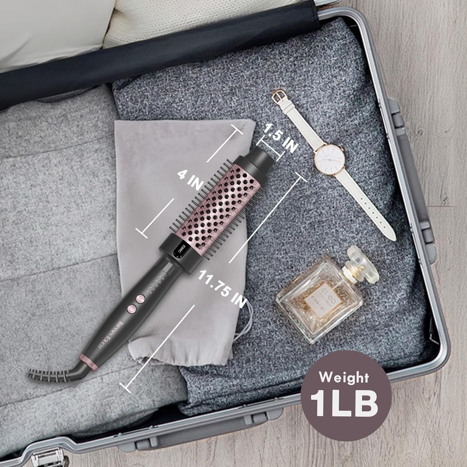 Thermal Brush Hair Curling Brush, 30s Fast Heated Round Brushes Rose Gold 