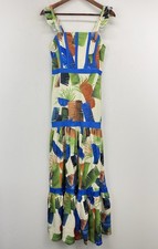 Loragal size Medium Women’s Multicolor Tropical Leaf Print Tiered Maxi Dress NWT