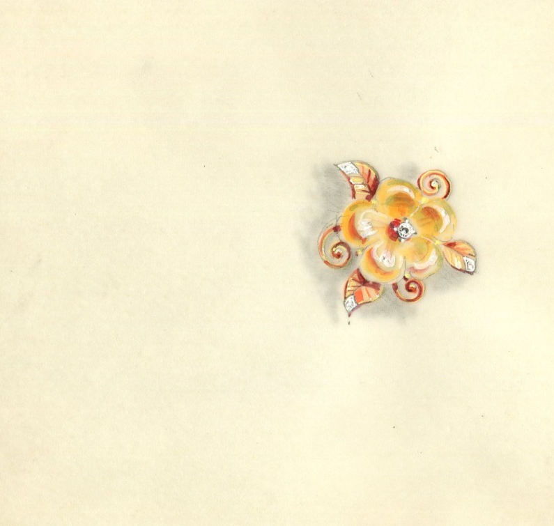 Vintage Drawing Art Deco Original Jewelry Diamond Flower | eBay