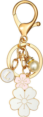 Cute Stainless Steel Gold Keychain Initial Letter Keys Charm Gifts for Women wit