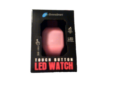 CHROME SMART TOUCH BUTTON LED WATCH DISPLAYS TIME, DATE AND SECONDS PINK NEW
