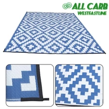 Reversible Plastic Straw Patio Camping Rugs Outside Entry, Backyard, Deck, Bench