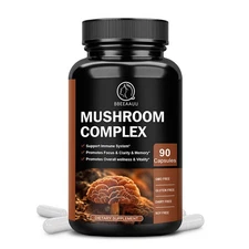 10x Mushroom Complex Supplement, Lions Mane, Reishi, Shiitake, Immune Capsules