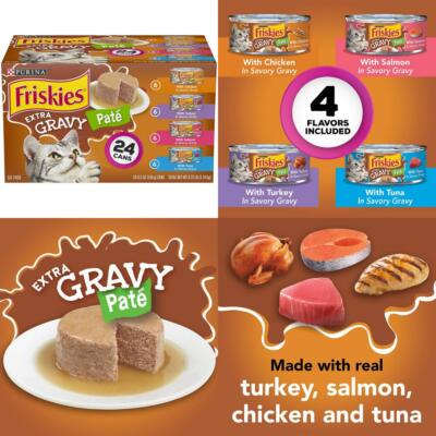 Purina Friskies Pate Wet Cat Food Variety Pack, Extra Gravy