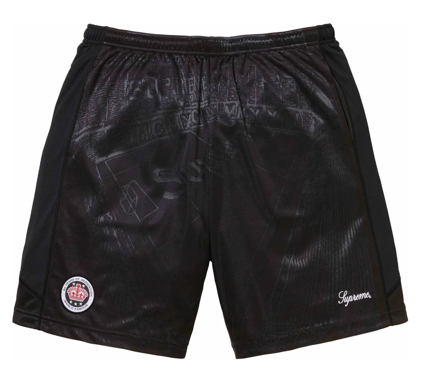 Short de football jacquard Supreme noir   En main et prêt à expédier !