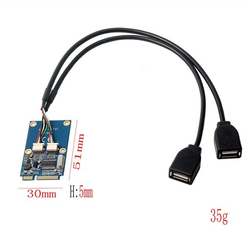 1Pack Mini PCI-E PCI Express to 5 Pin Dual USB 2.0 Adapter Riser Card Extender x - Afbeelding 2 van 9