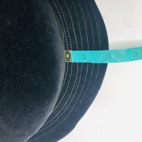 VTG 40s Union Made Three Corner Hat Tricorn, Black w/ Double Ribbon & Elastic - Picture 6 of 12
