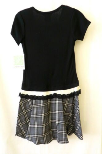 Bonnie Jean Drop Waist Kleid kurz Slv schwarz weiß kariert Größe 8 wählbar #10977 - Bild 4 von 6