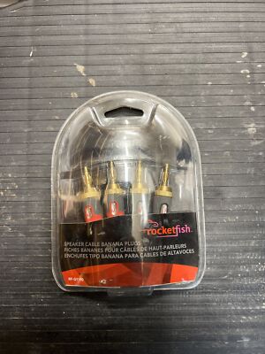 Rocketfish Speaker Cable Banana Plugs 4 Pack 24 KT Gold Plated Red Black