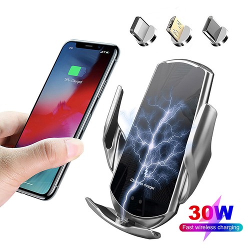 30W Wireless Car Charger Automatic Clamping Phone Holder For Samsung S22/S21+ - Picture 14 of 16