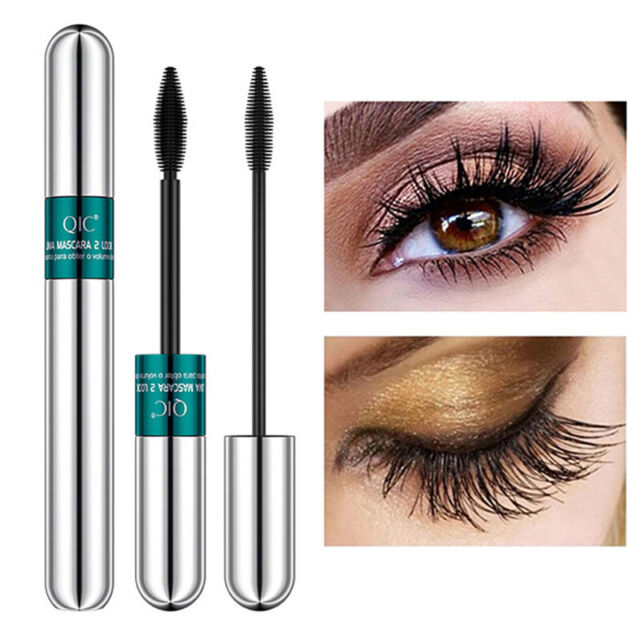 Black 4D Silk Fiber Infused Waterproof Mascara 2 in 1 Brushes Eyelash Extension