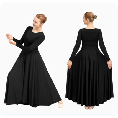 Women's Long Sleeve Praise Dance Dress Loose Fit Full Length Church  Liturgical | eBay