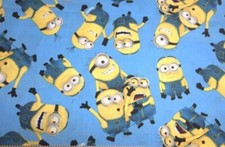 Little yellow characters playing on blue, men's style hat, ties in the back