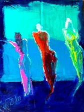 FIGURE Painting COLORFUL SWARTZMILLER DNA SIGNED ART UPCYCLED unique ACRYLIC NEW