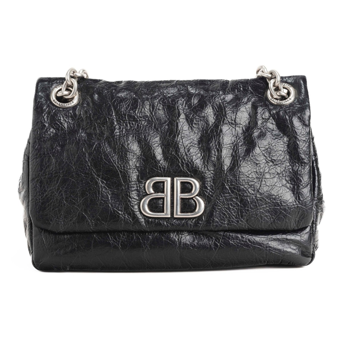 Balenciaga Mini Monaco Leather Shoulder Bag Black | eBay