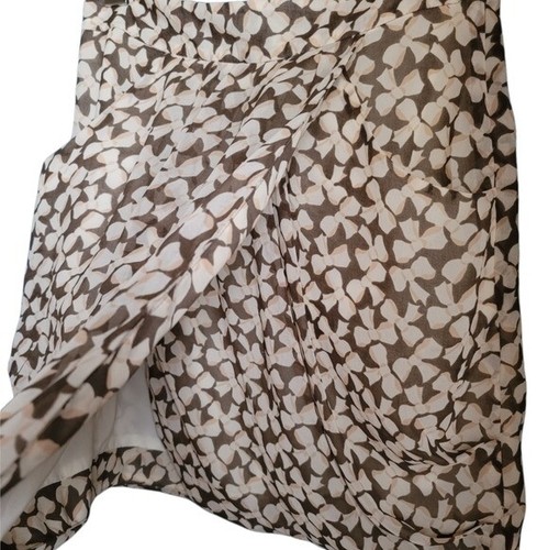 Banana Republic Brown & Beige faux Wrap Skirt Pleated with Pockets size 4 print - Picture 2 of 6