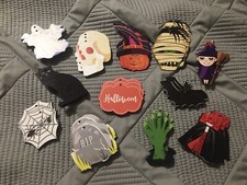 Lot Of 44 Halloween Wooden Ornaments One Sided Hangable 12 Designs