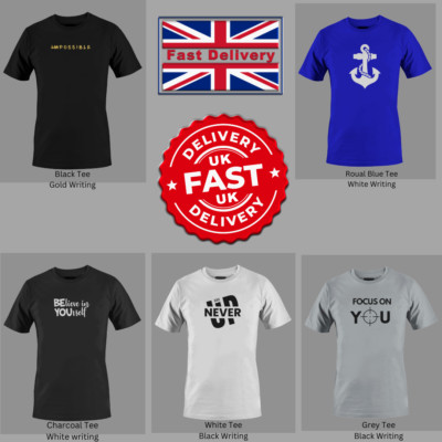 Herren Fitnessstudio T-Shirts 5er Pack 100% Baumwolle schwere Mischung verschiedene bedruckte T-Shirts Tops