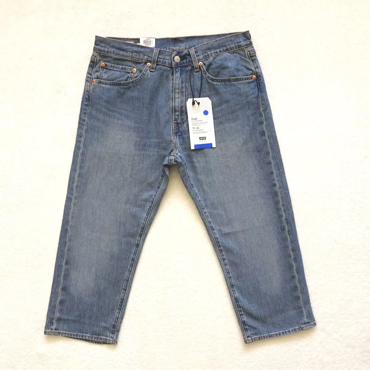 Levis 505 Cropped Jeans Mens Size 32 Blue Denim Stretch eBay