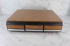 Vintage Cassette Tape Holder Storage - 3 Drawer Cabinet - Faux Wood - Holds 42
