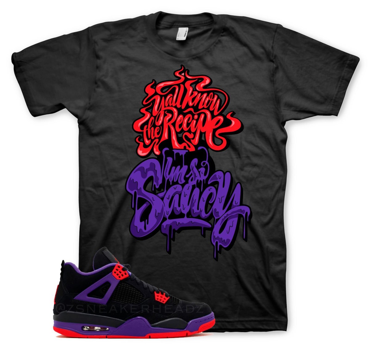 Black SAUCY T Shirt for J1 NRG Raptor Purple Red Black