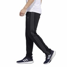 Adidas Essential Tricot Zip Pants Men S Black Gray Stripes Logo Warmup Track NEW