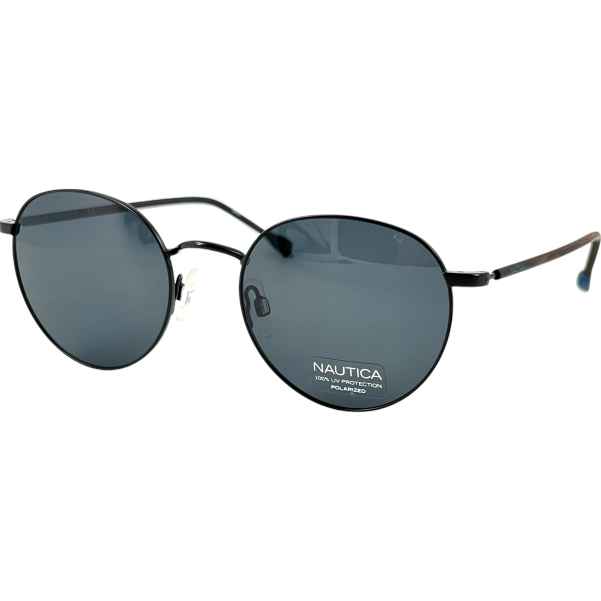 Nautica N5141S Unisex Round Metal Polarized Sunglass 005 Matte