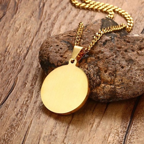 Gold Medical Alert ID Tag Necklace Pendant Crystal Stainless Steel Free Shipping - Picture 6 of 6