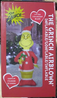 2021 Grinch Candy Cane Christmas Inflatable Airblown 4 ft Gemmy Dr Seuss RARE