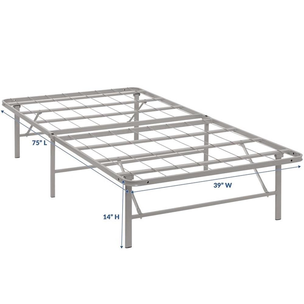 Modway Horizon Twin Modern Style Stainless Steel Bed Frame in Gray