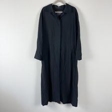 Sanyo Trench Coat Womens Large Black Long Overcoat Classic Lightweight Pa357