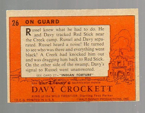 Davy Crockett - Card # 26 - TOPPS (1956) - Orange Back - Gray Center - Picture 2 of 2