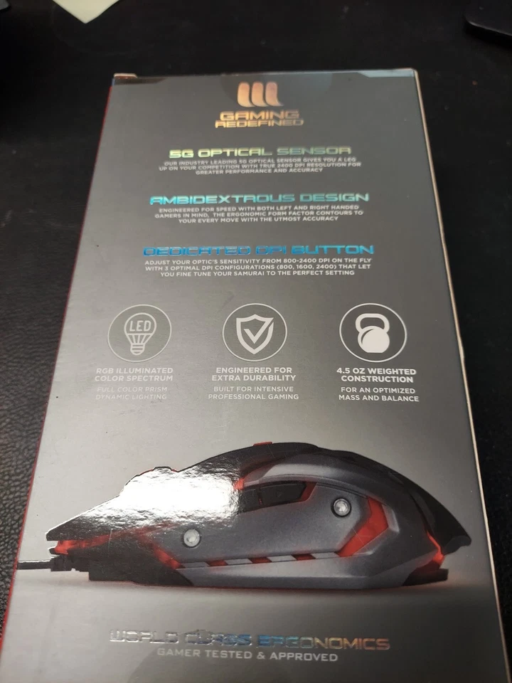 Lifeworks Samurai Optical Gaming Mouse Multi Color LW-BL-GM1000B NEW & SEALED! - Image 2 of 2