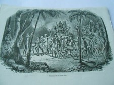 Gravure 1849  Procession de la déesse Kali