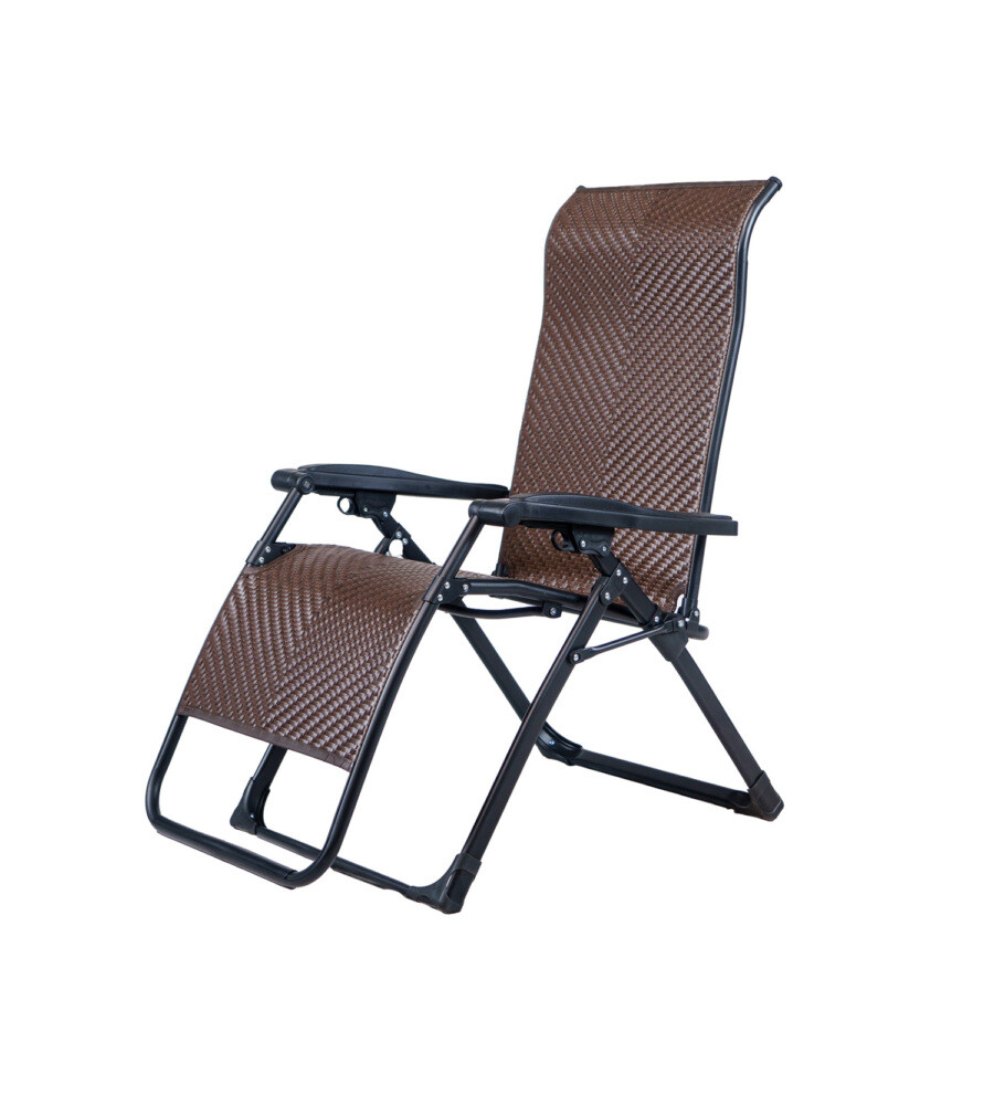 SEDIA SDRAIO DA ESTERNO EURO GARDEN "GRAVITY" IN ACCIAIO E RATTAN COLORE MARR...