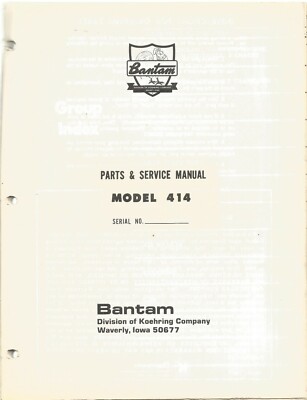 Koehring Bantam Model 414 Carrier Parts  & Service Book Manual