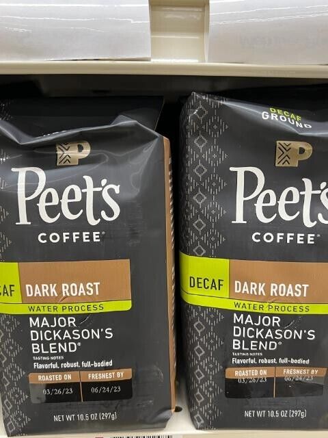 3 PK Peet's COFFEE DECAF DARK ROAST MAJOR DICKASON'S BLENDGROUND COFFEE 10.5 OZ