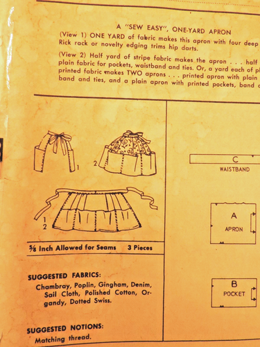 1950s Miss Advance 7750 Pattern Apron Easy Pocketed One Size/Complete/Original - Picture 5 of 7