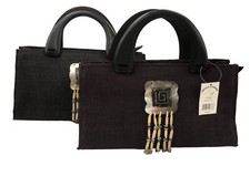 BORSA ESTIVA MARE NERO O MELANZANA IN MATERIALI NATURALI cm 36x19 circa