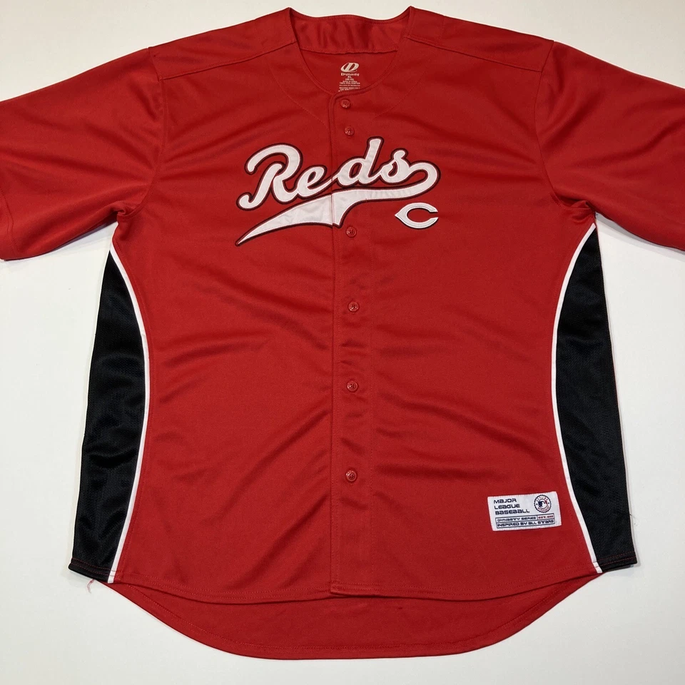 Cincinnati Reds Mens XL Baseball Jersey Red MLB Logo Blank Button - Image 2 of 4