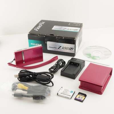 Fujifilm FinePix Z100 & Z デジタルカメラセット FUJIFILM FinePix Z100fd Pink In Box With 4GB SDHC Card from Japan