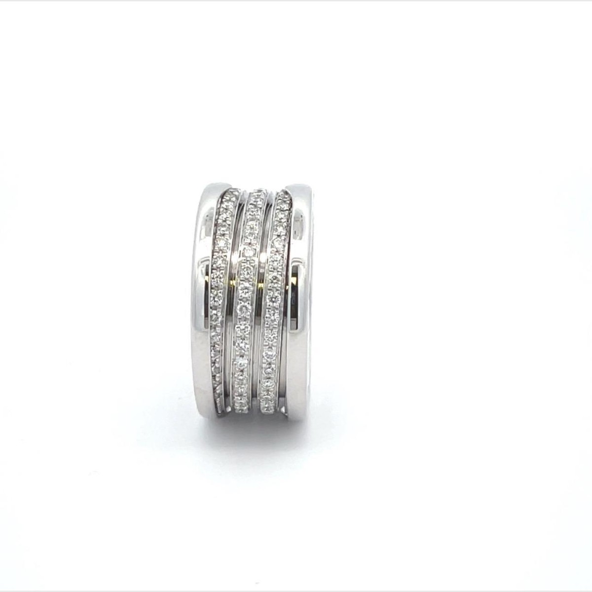 Bvlgari B. Zero1 Diamond 18k White Gold 11mm Wide Band Ring Size