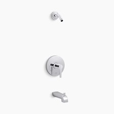 Kohler K-TLS97074-4-CP Pitch Tub and Shower Trim Package, Polished Chrome