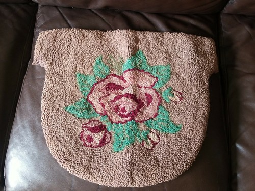 Vintage HOOKED CHAIR PADS 4 SHABBY HAND MADE SILK WOOL ORIGINAL DECORATIVE LOT - Picture 9 of 12