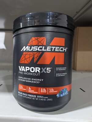 MuscleTech Vapor X5 Blue Razz Freeze Pre Workout Powder *EXP 8/2026*