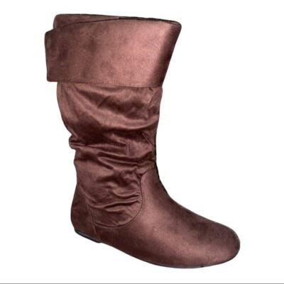 Journee Collection Brown Chely-3 Shelly Faux Suede Slouch Boots