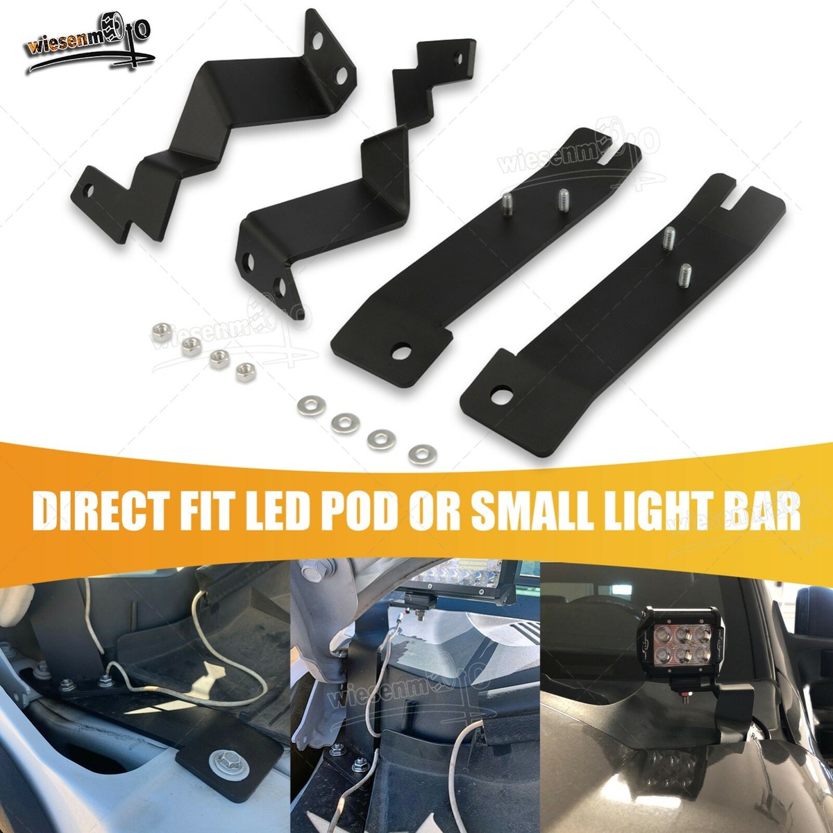17-22) Ford F250 / F350 - Hood Hinge Ditch Lighting Kit- 2 Pods - BLACK OAK LED