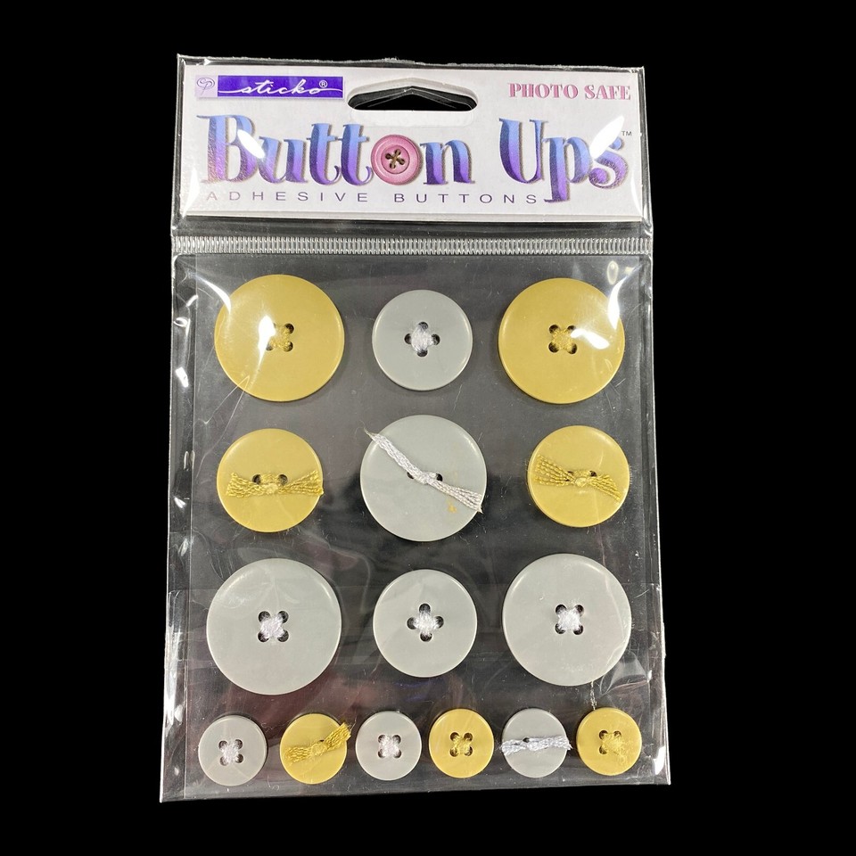 8 pks Sticko Button Photo Safe Adhesive GOLD & SILVER Buttons Scrapbook